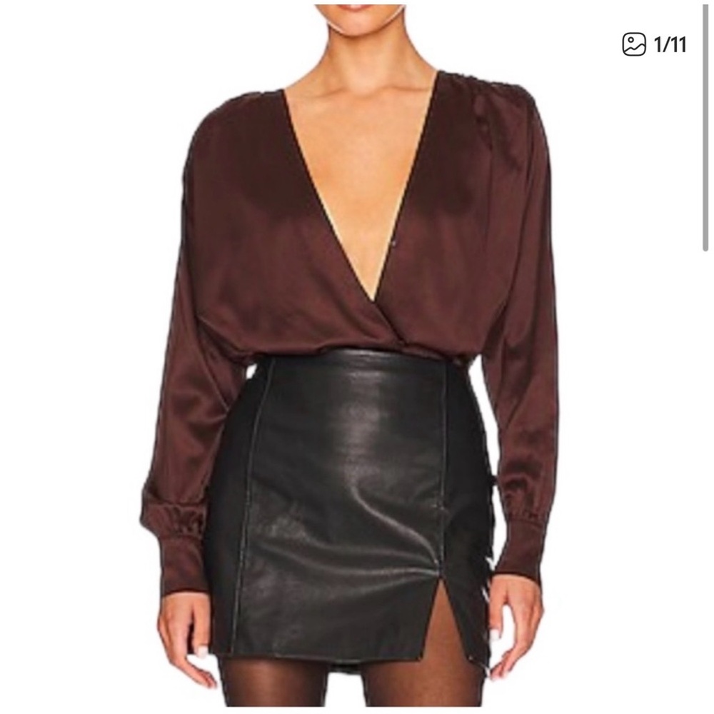 Abercrombie Satin Brown Bodysuit